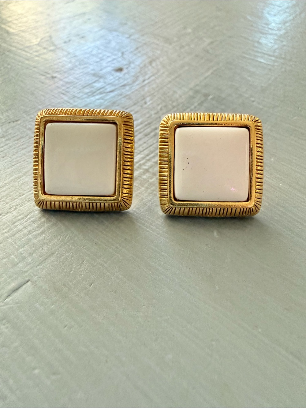 LC Lauren Conrad Gold-Tone Square Stud Earrings with White Centers